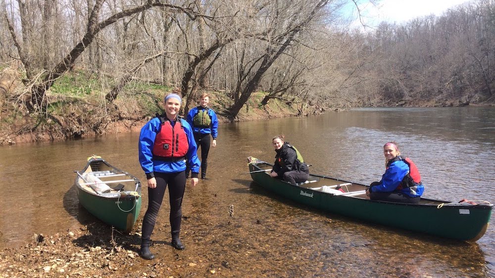 Environmental Club students in canoes