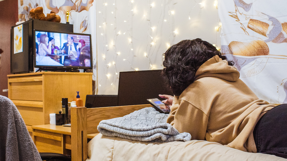 student watching tv in dubois